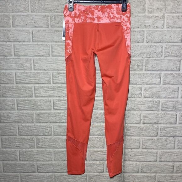 NWT MSRP $100 Adidas Climalite Ultimate Rise Printed Orange Tights Leggings - Picture 6 of 9